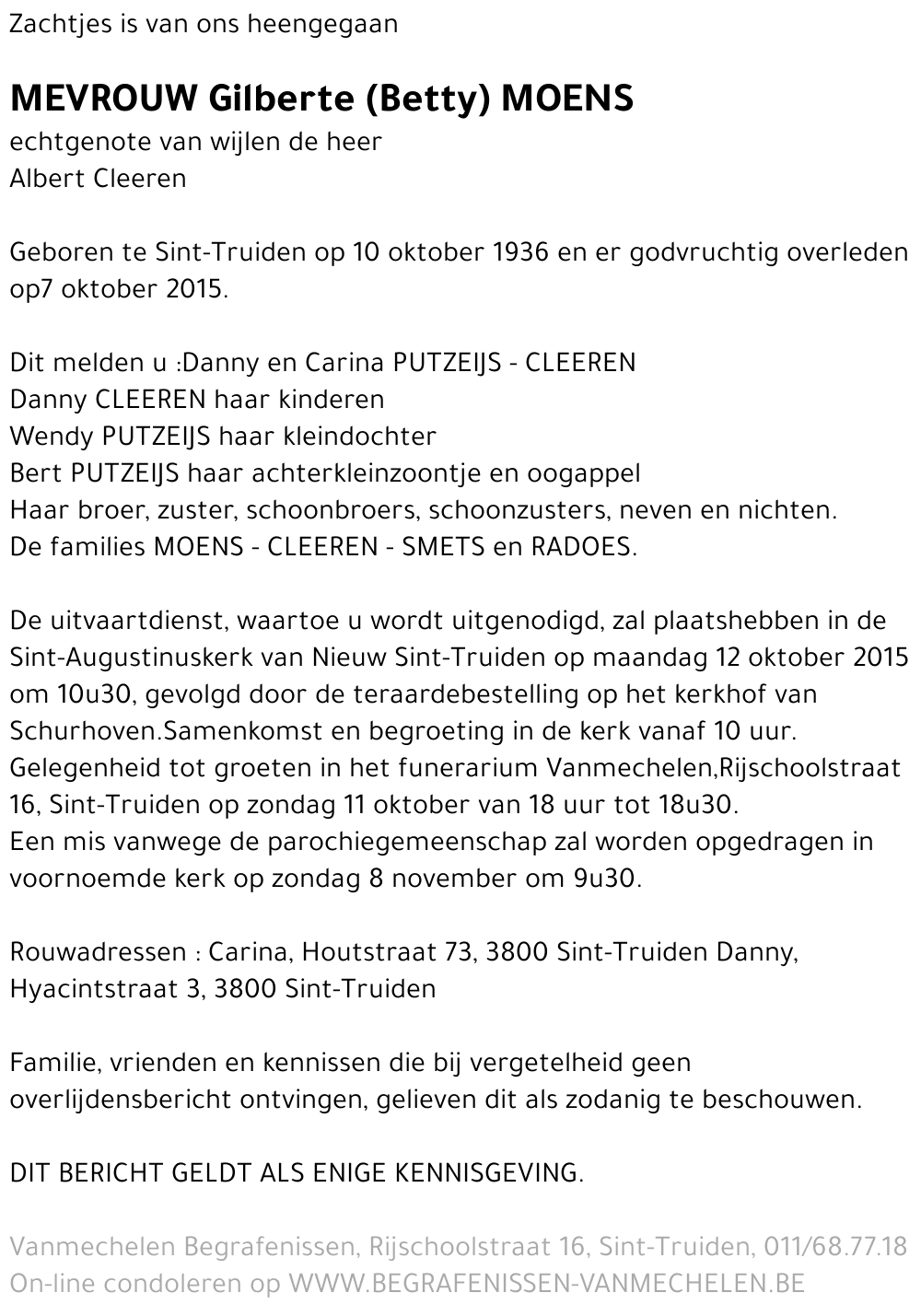 Gilberte (Betty) Moens