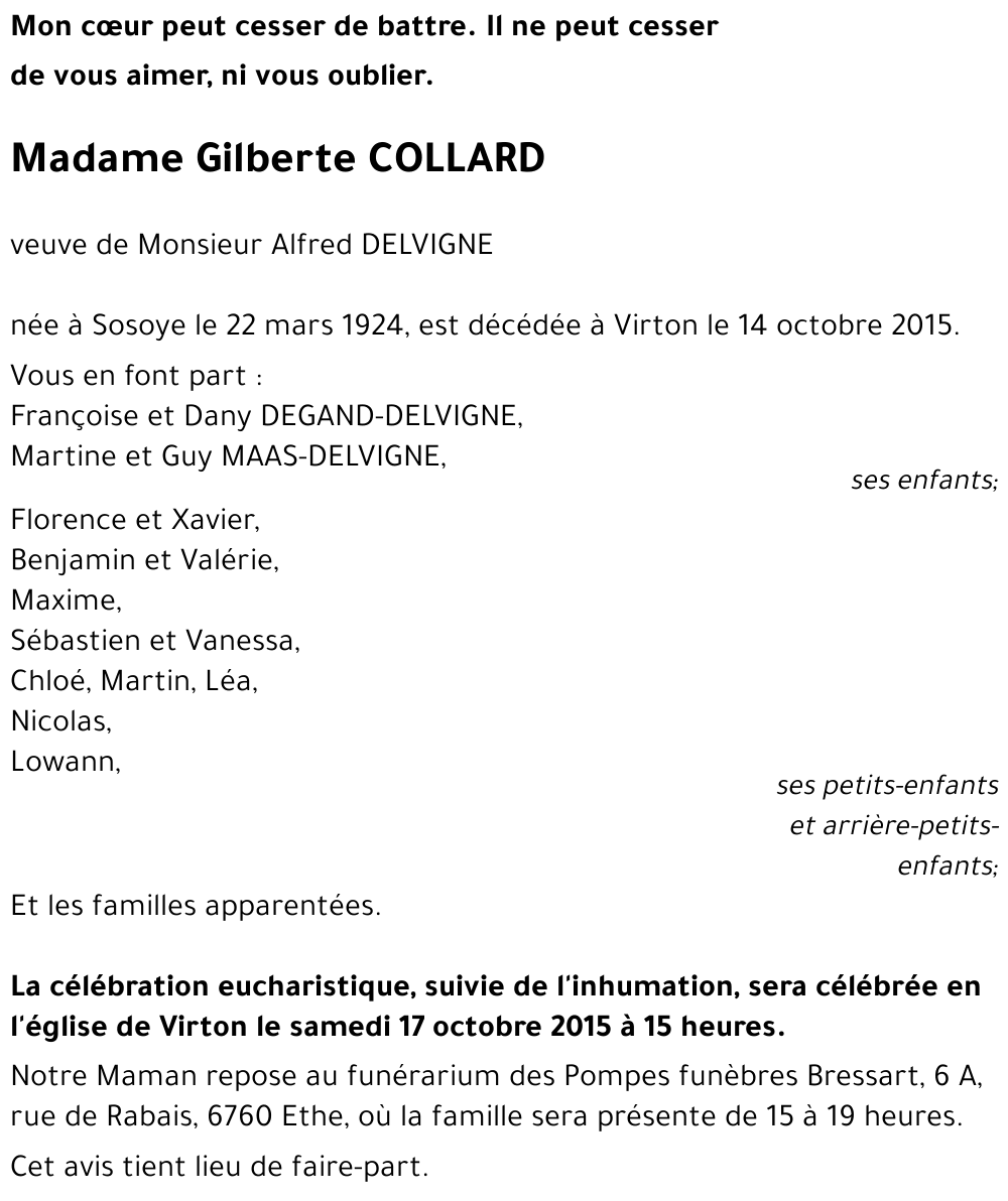 Gilberte COLLARD 