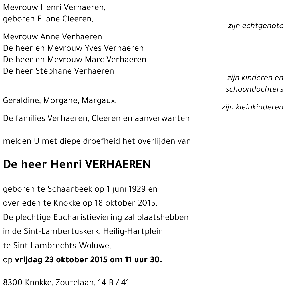 Henri VERHAEREN