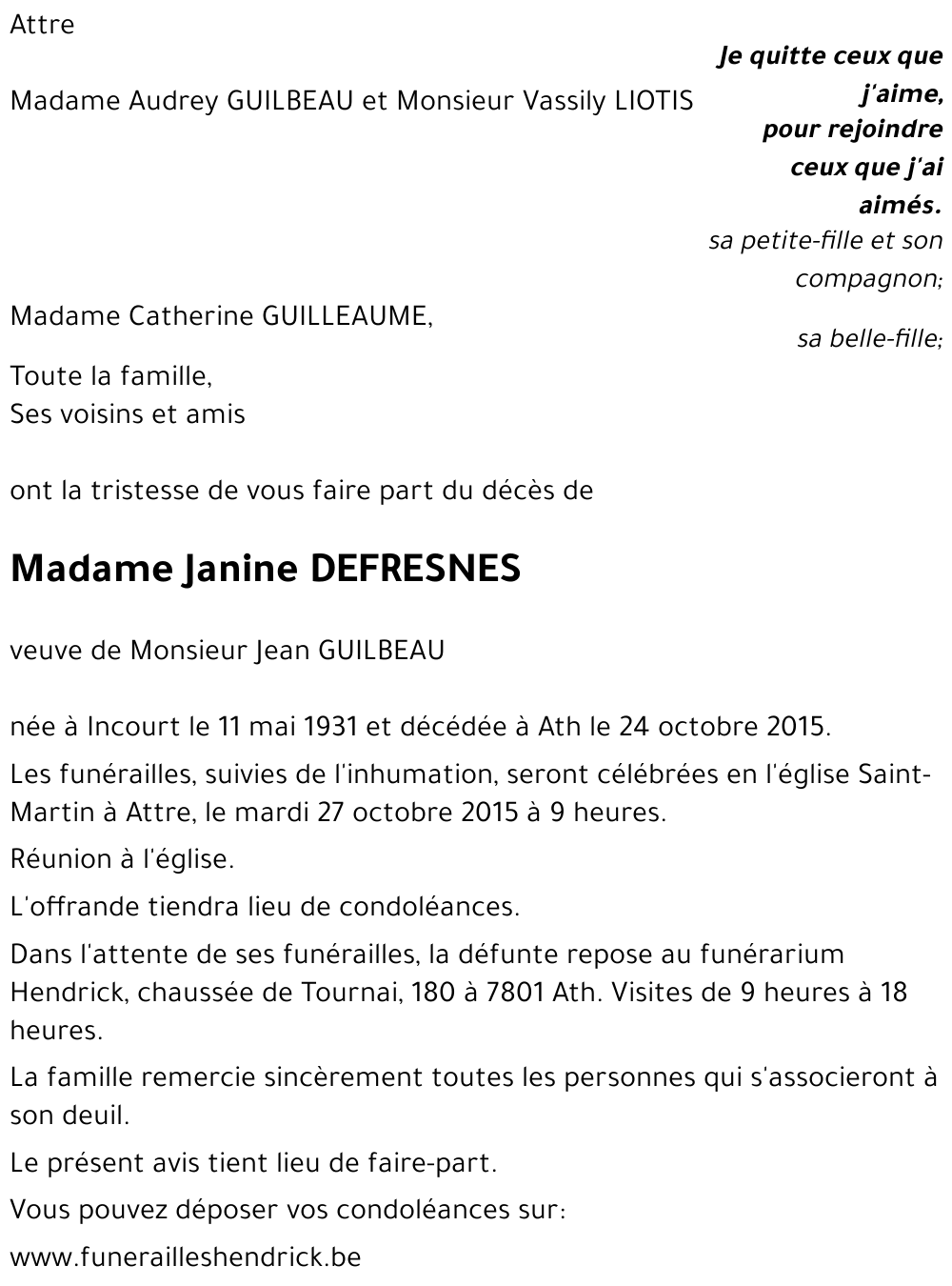 Janine DEFRESNES