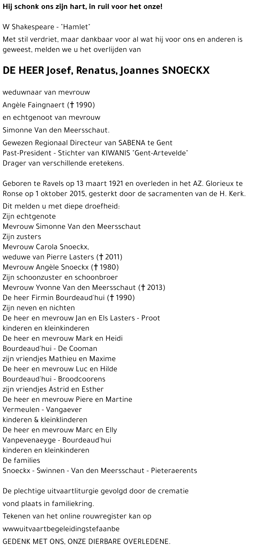 Josef, Renatus, Joannes SNOECKX