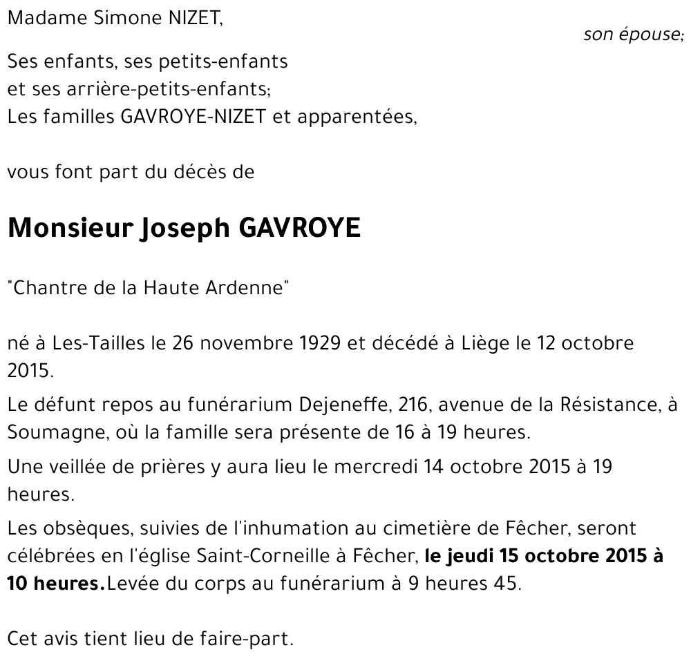 Joseph GAVROYE