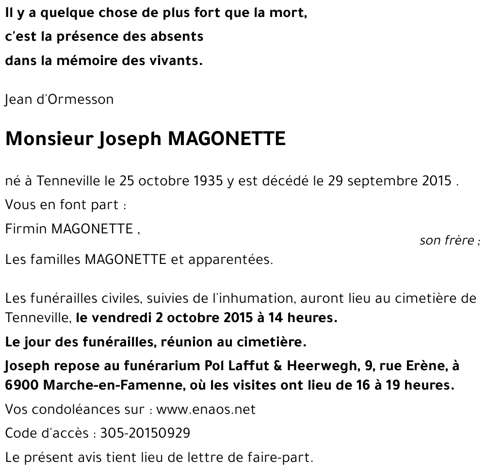 Joseph MAGONETTE