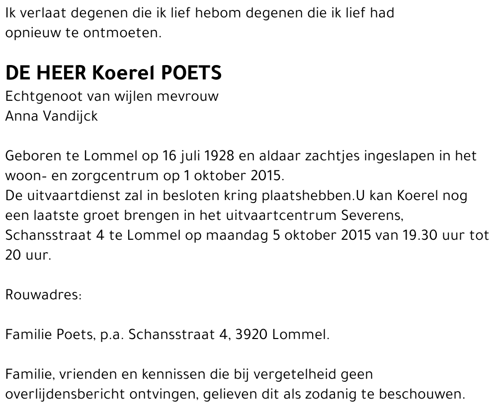 Koerel Poets