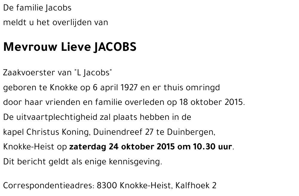 Lieve Jacobs