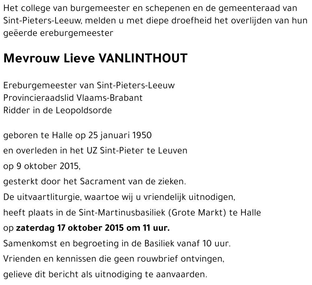 Lieve VANLINTHOUT