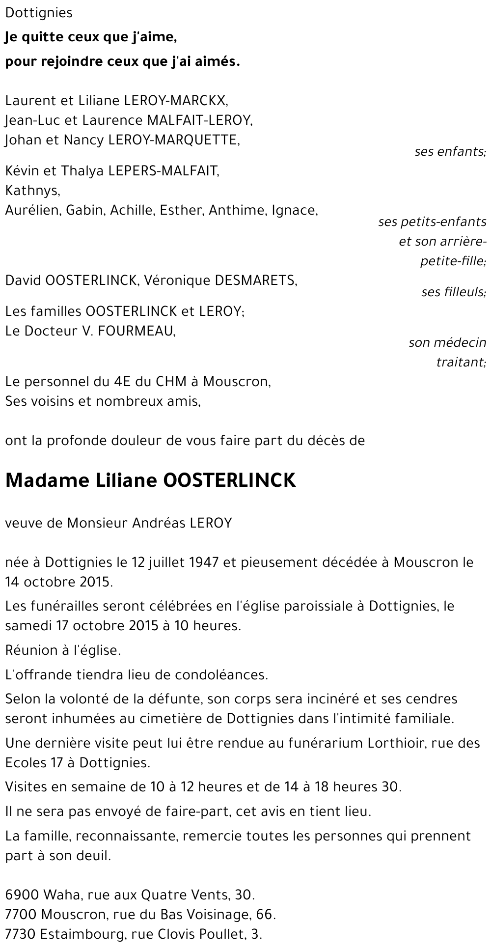 Liliane OOSTERLINCK