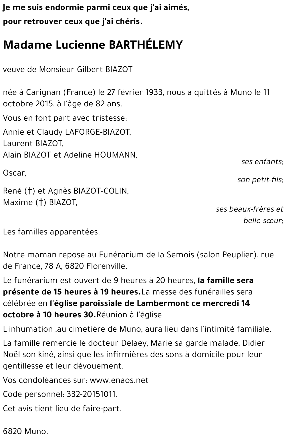 Lucienne BARTHÉLEMY