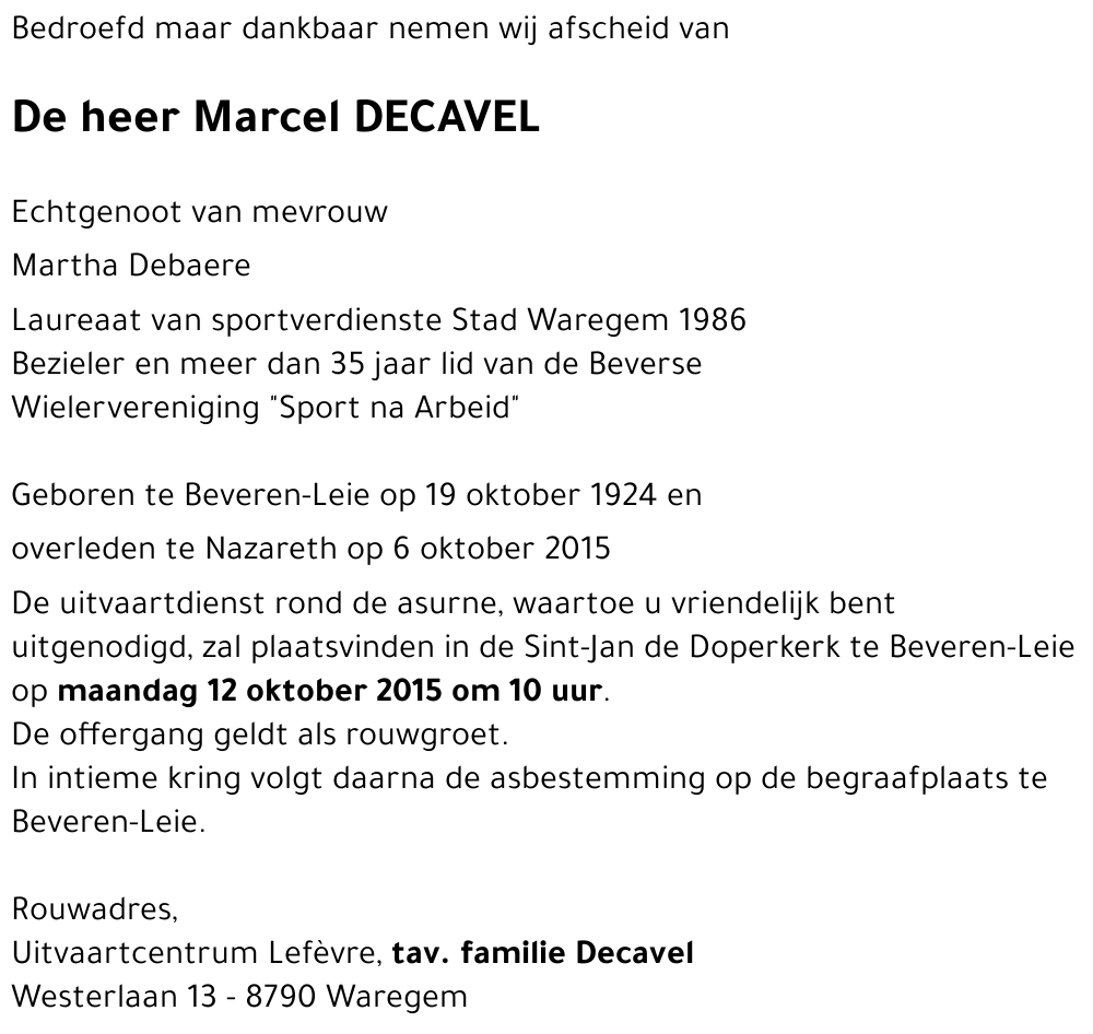 Marcel DECAVEL