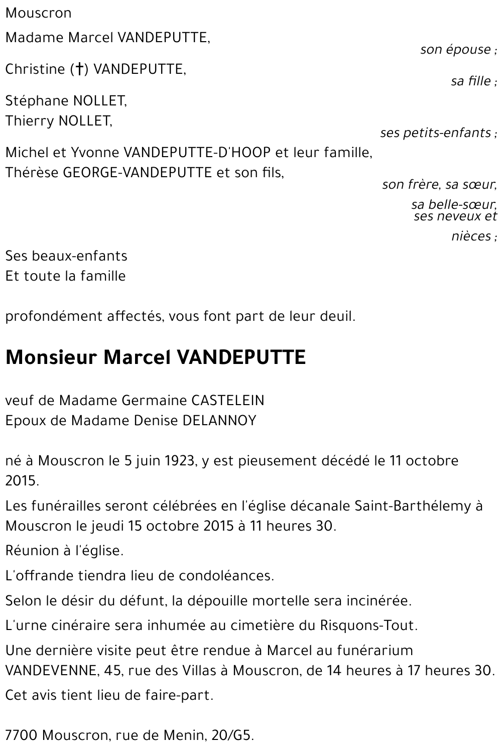 Marcel VANDEPUTTE