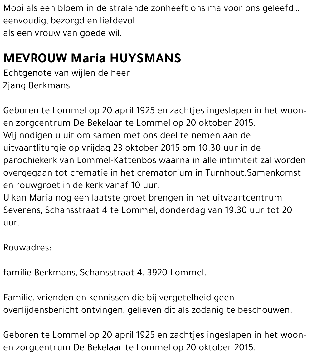 Maria Huysmans