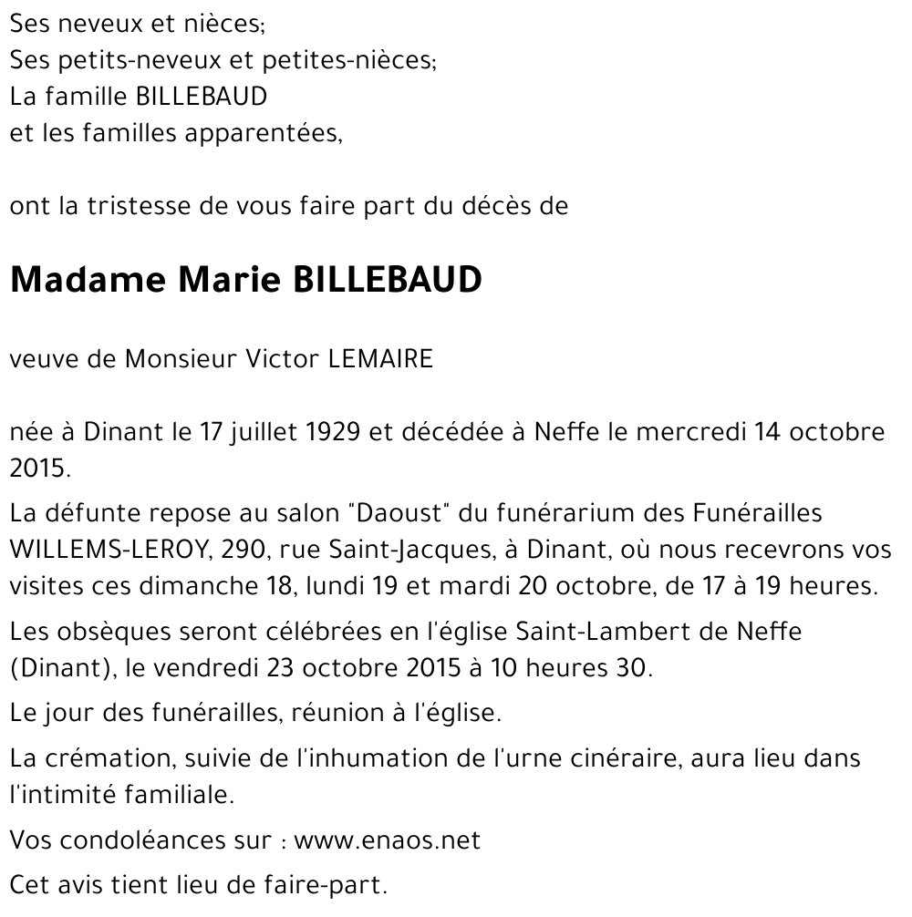 Marie BILLEBAUD