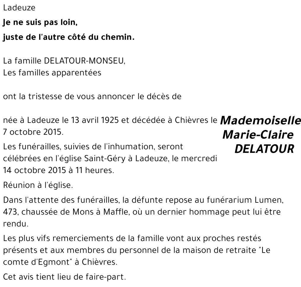 Marie-Claire DELATOUR