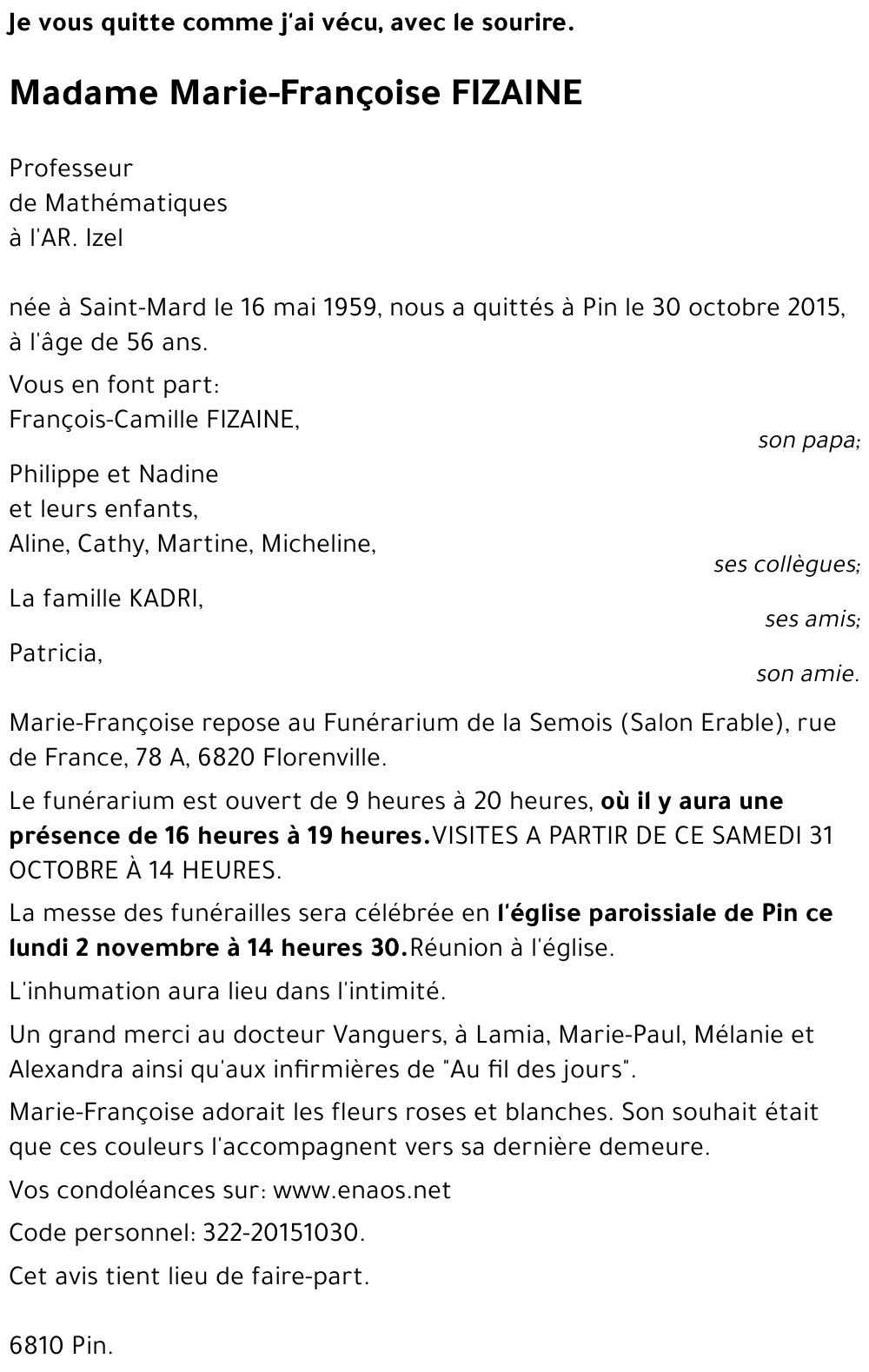 Marie-Françoise FIZAINE