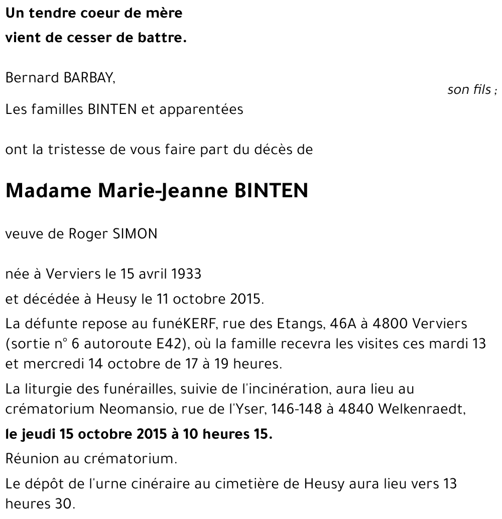 Marie-Jeanne BINTEN