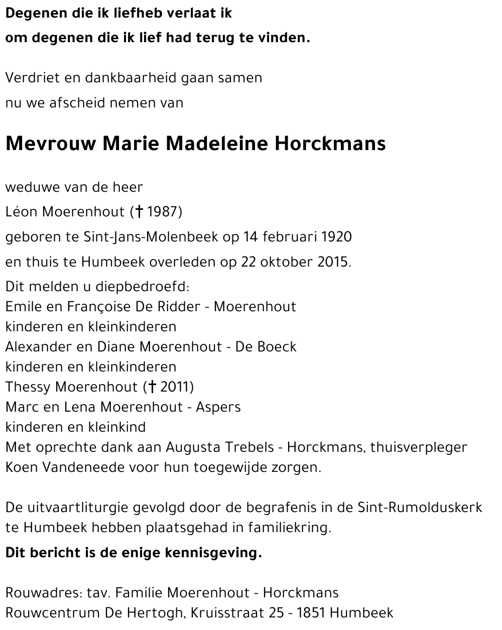 Marie Madeleine Horckmans