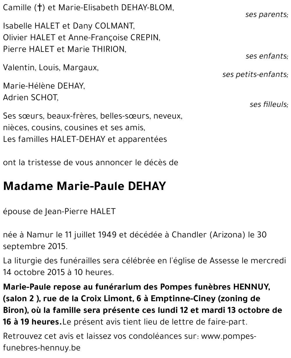 Marie-Paule DEHAY