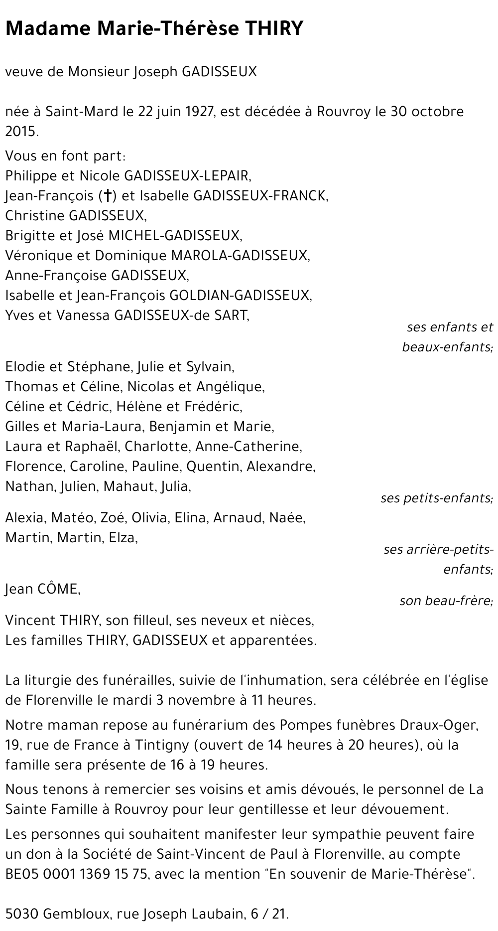 Marie-Thérèse THIRY