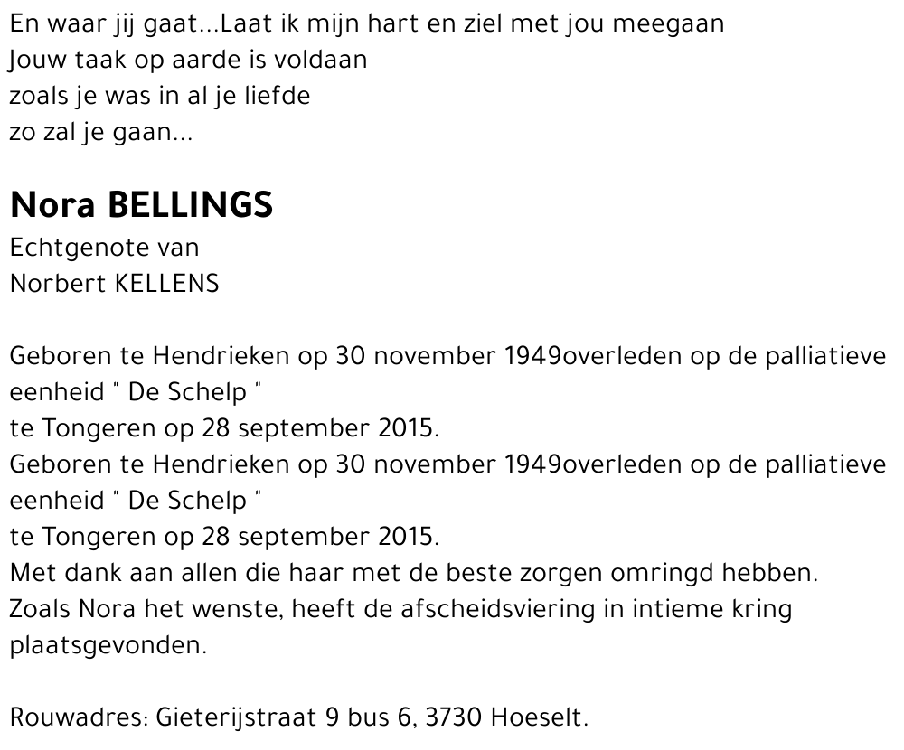 Nora BELLINGS