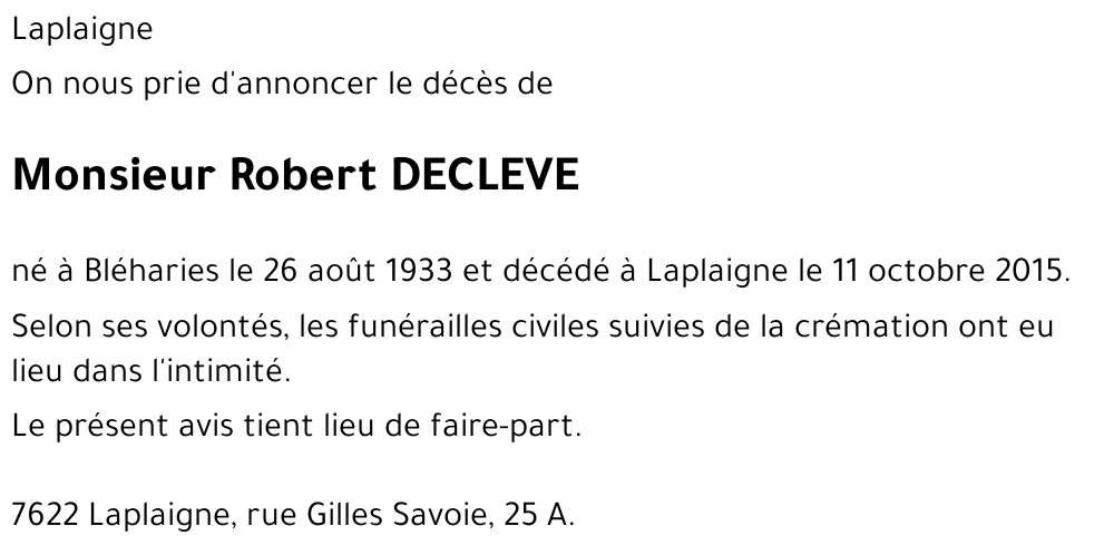 Robert DECLEVE