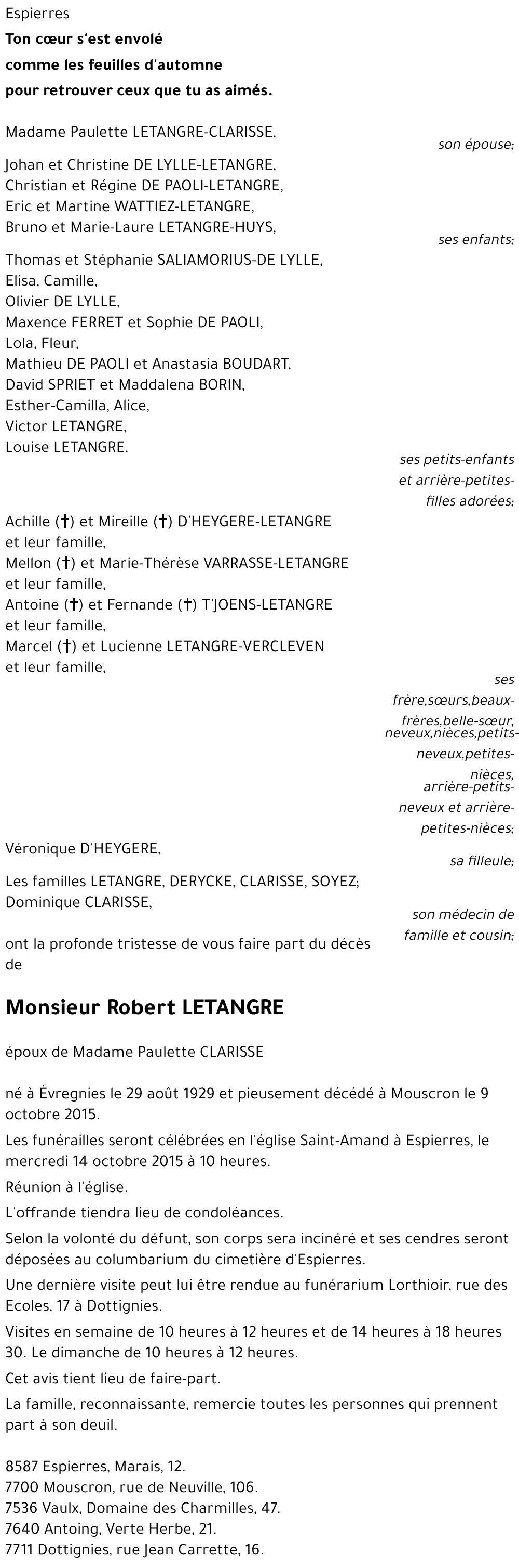 Robert LETANGRE