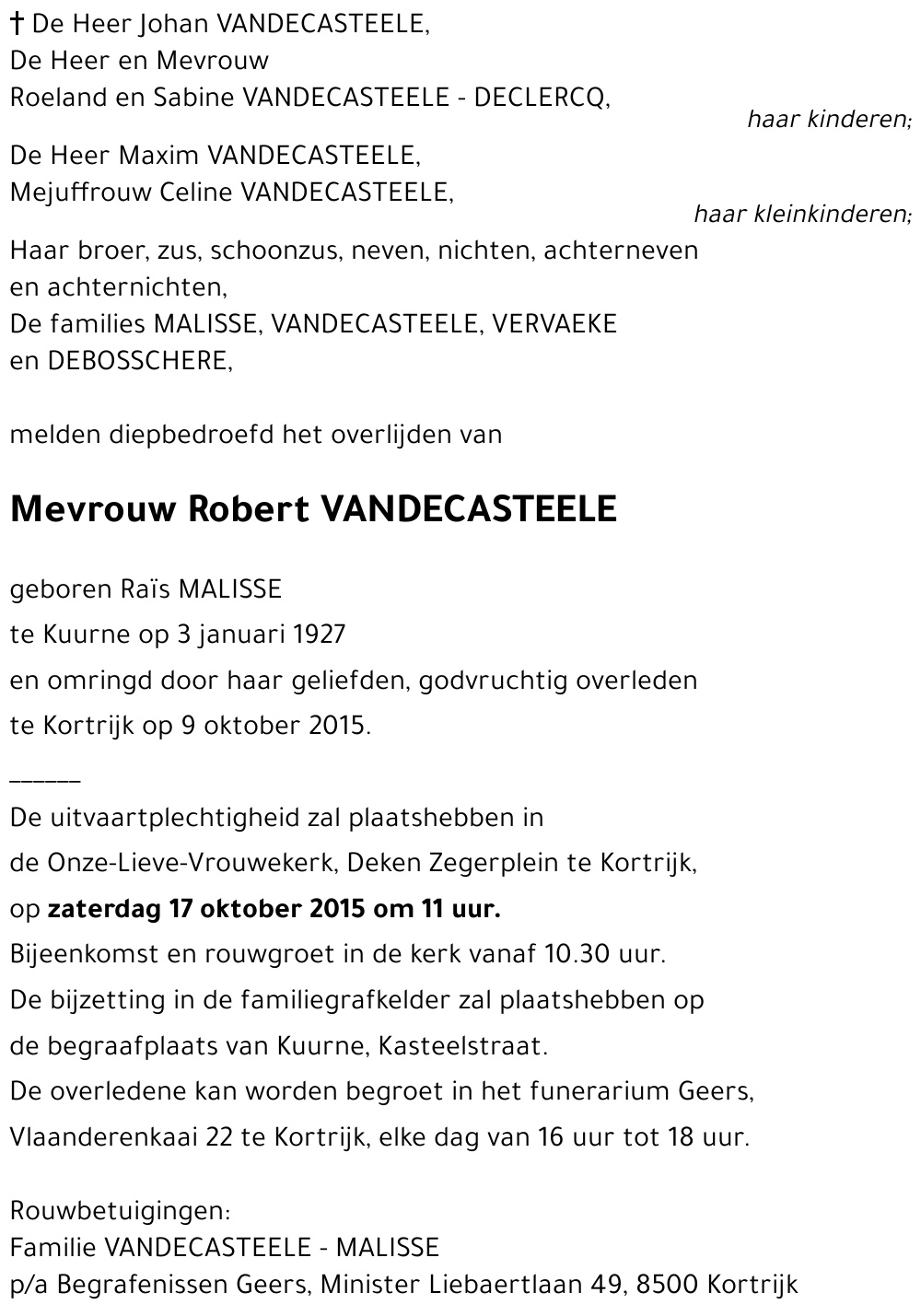 Robert VANDECASTEELE