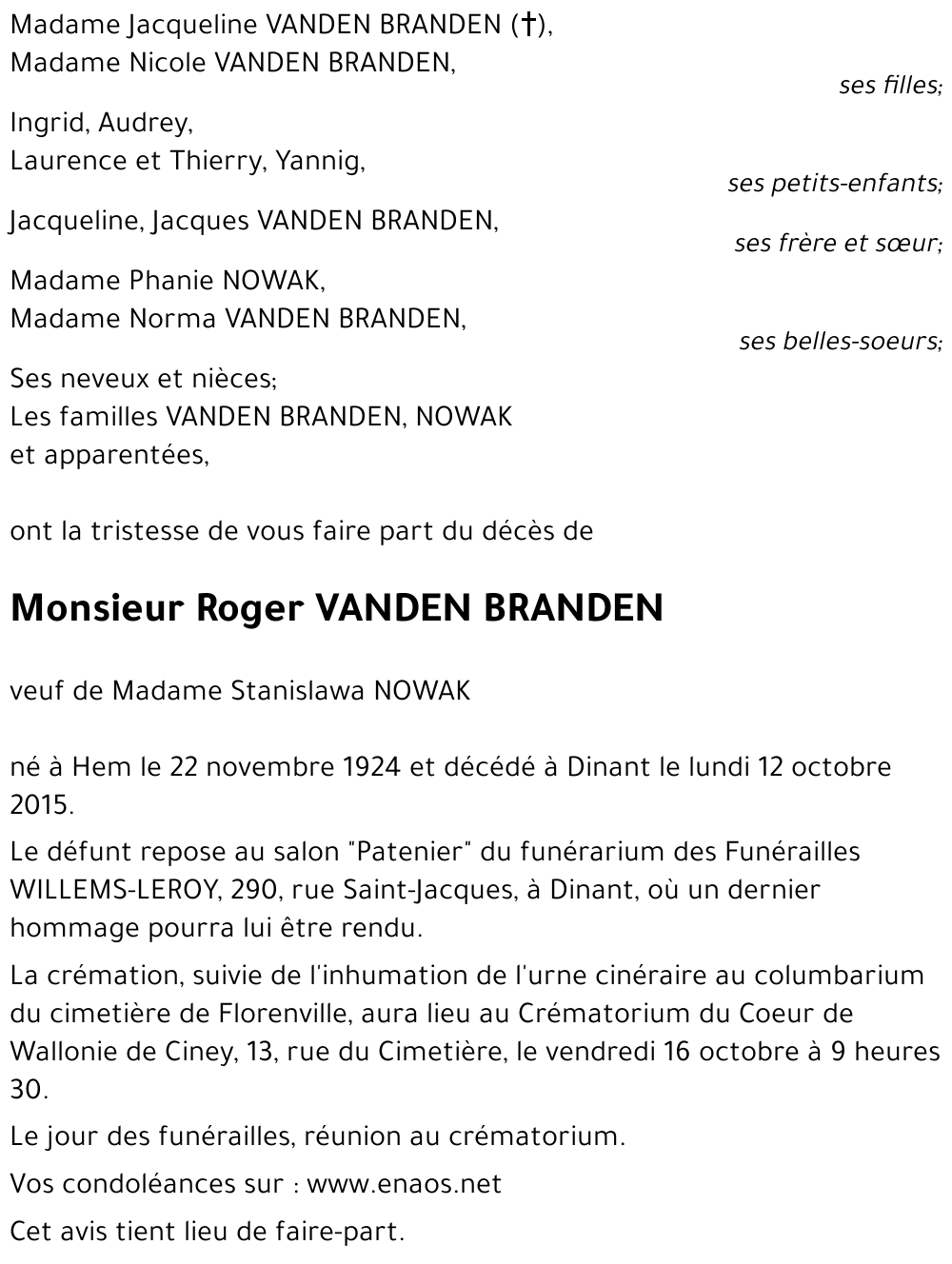 Roger VANDEN BRANDEN