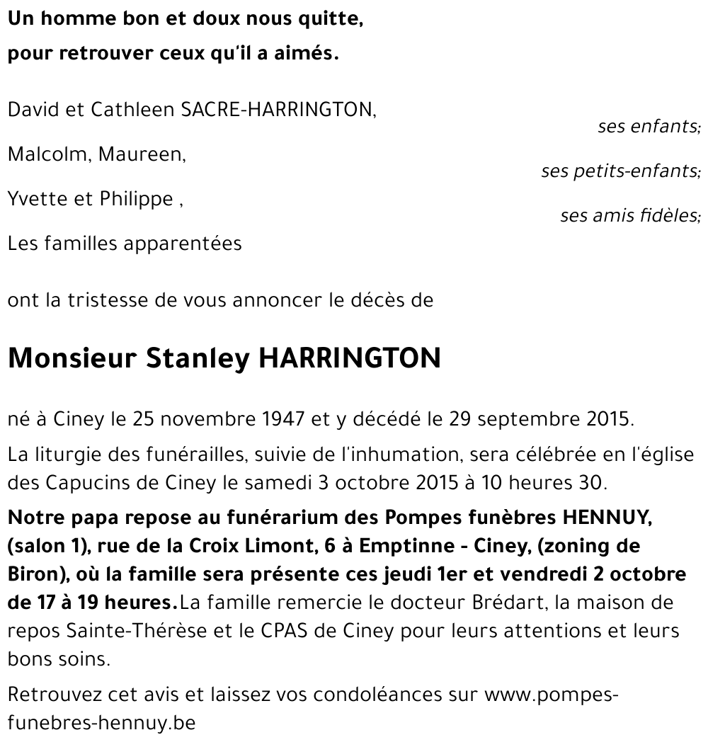 Stanley HARRINGTON