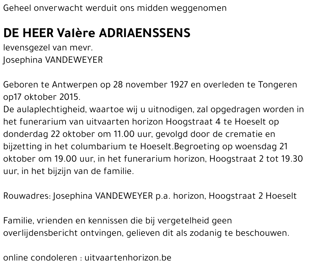 Valère ADRIAENSSENS