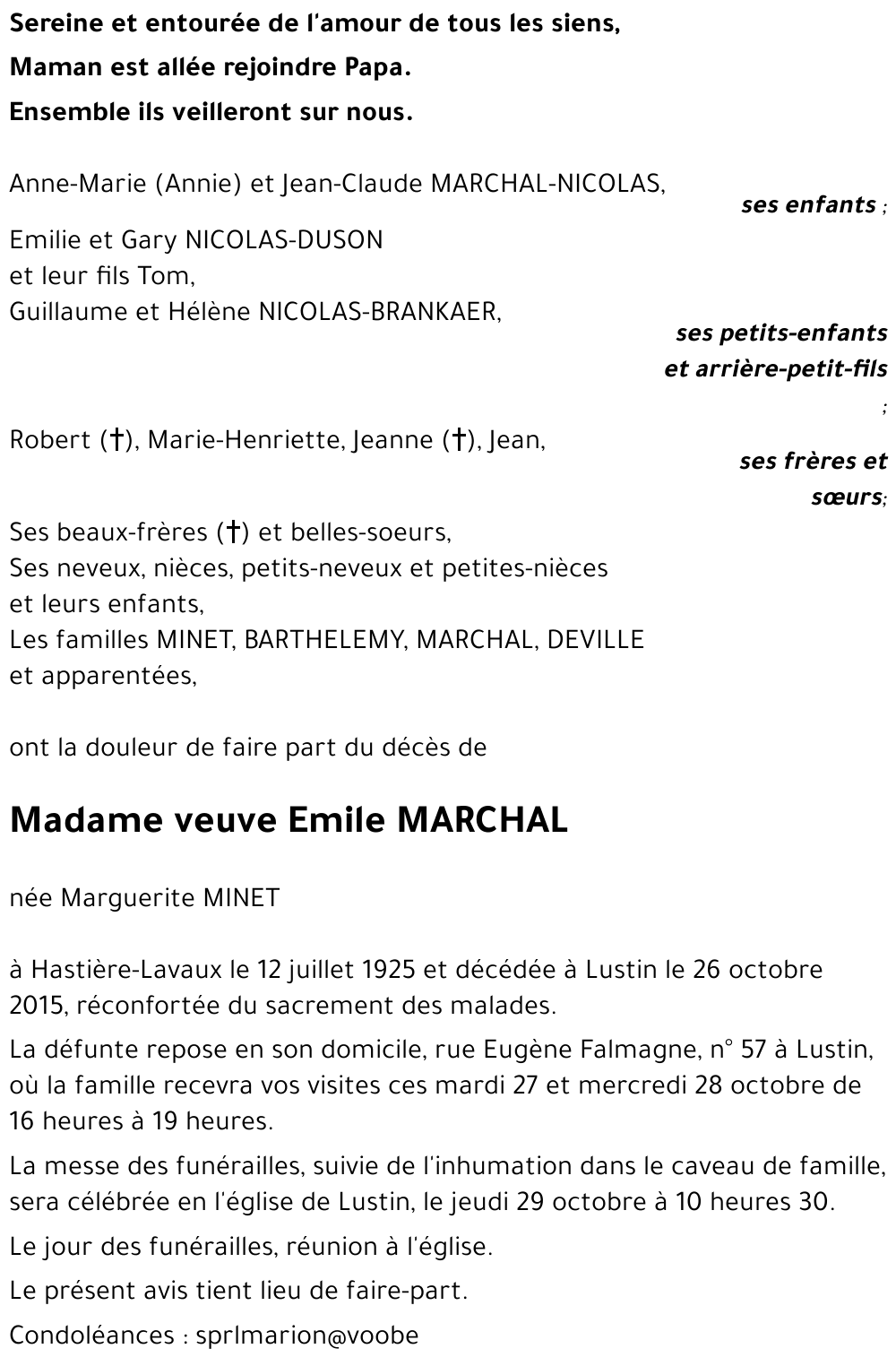 veuve Emile MARCHAL