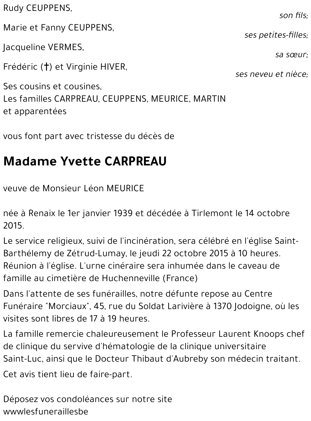 Yvette CARPREAU