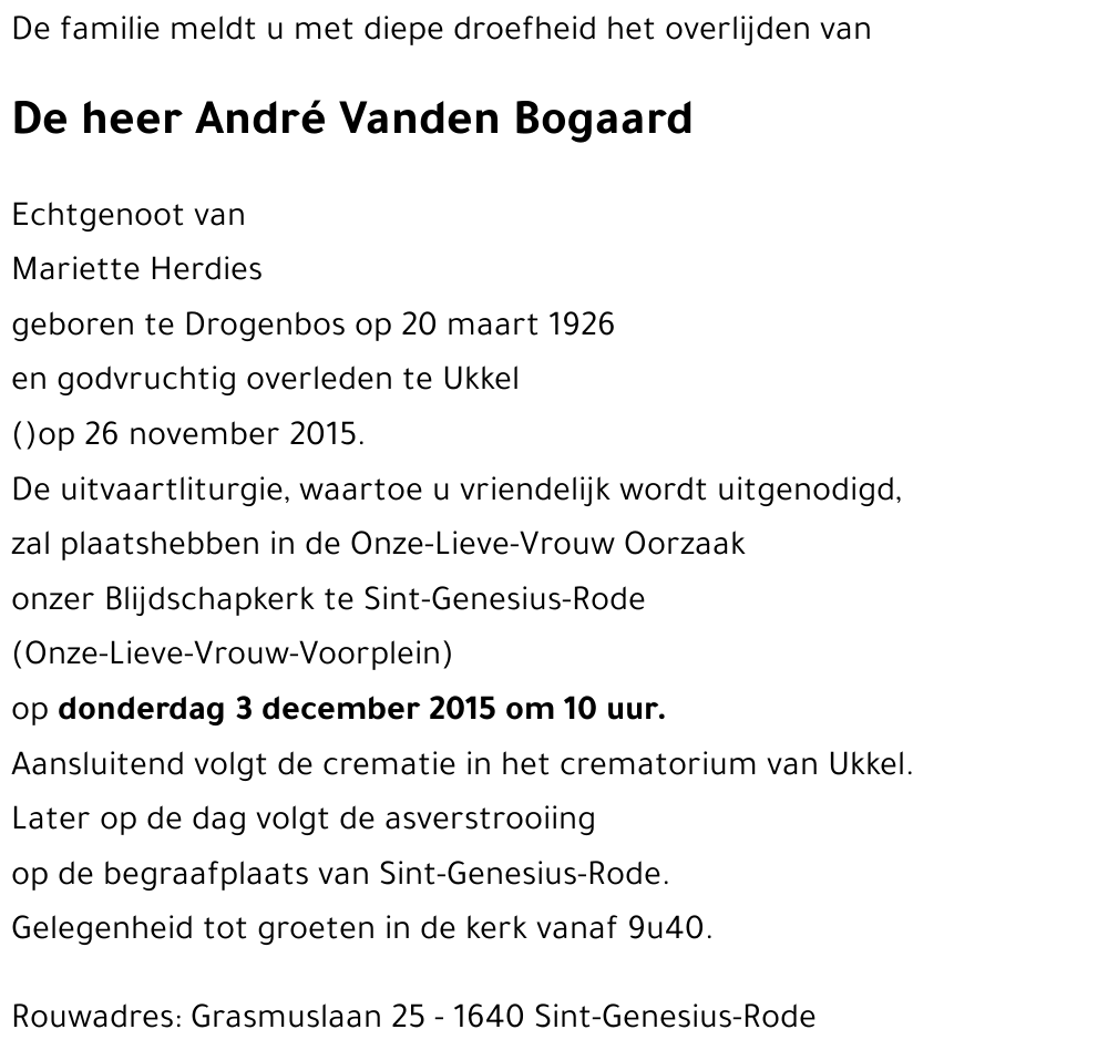 André Vanden Bogaard
