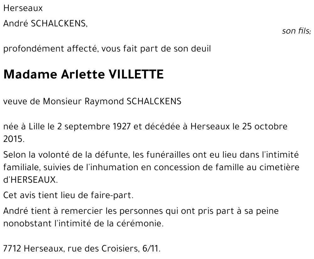Arlette VILLETTE