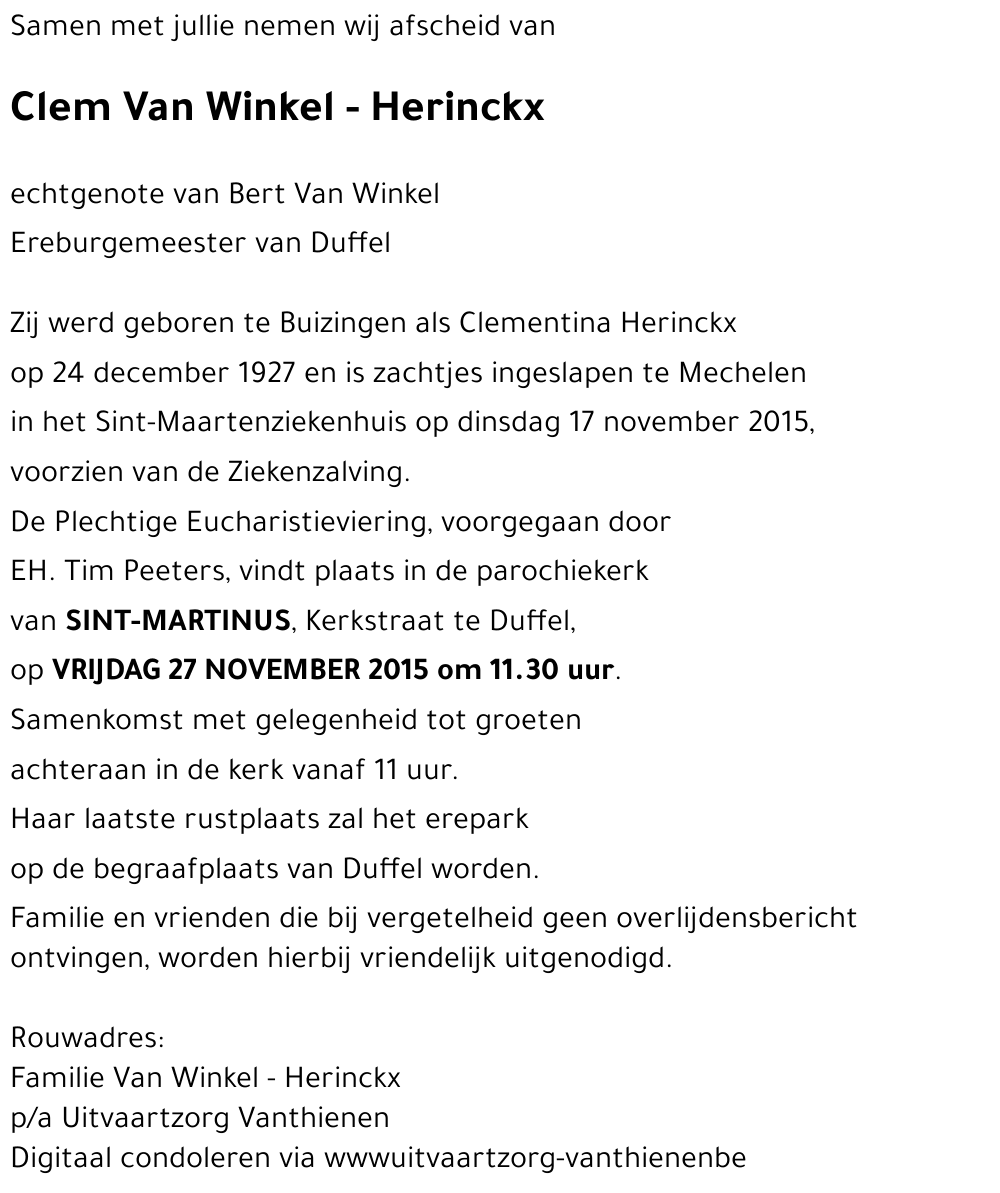 Clem Van Winkel - Herinckx