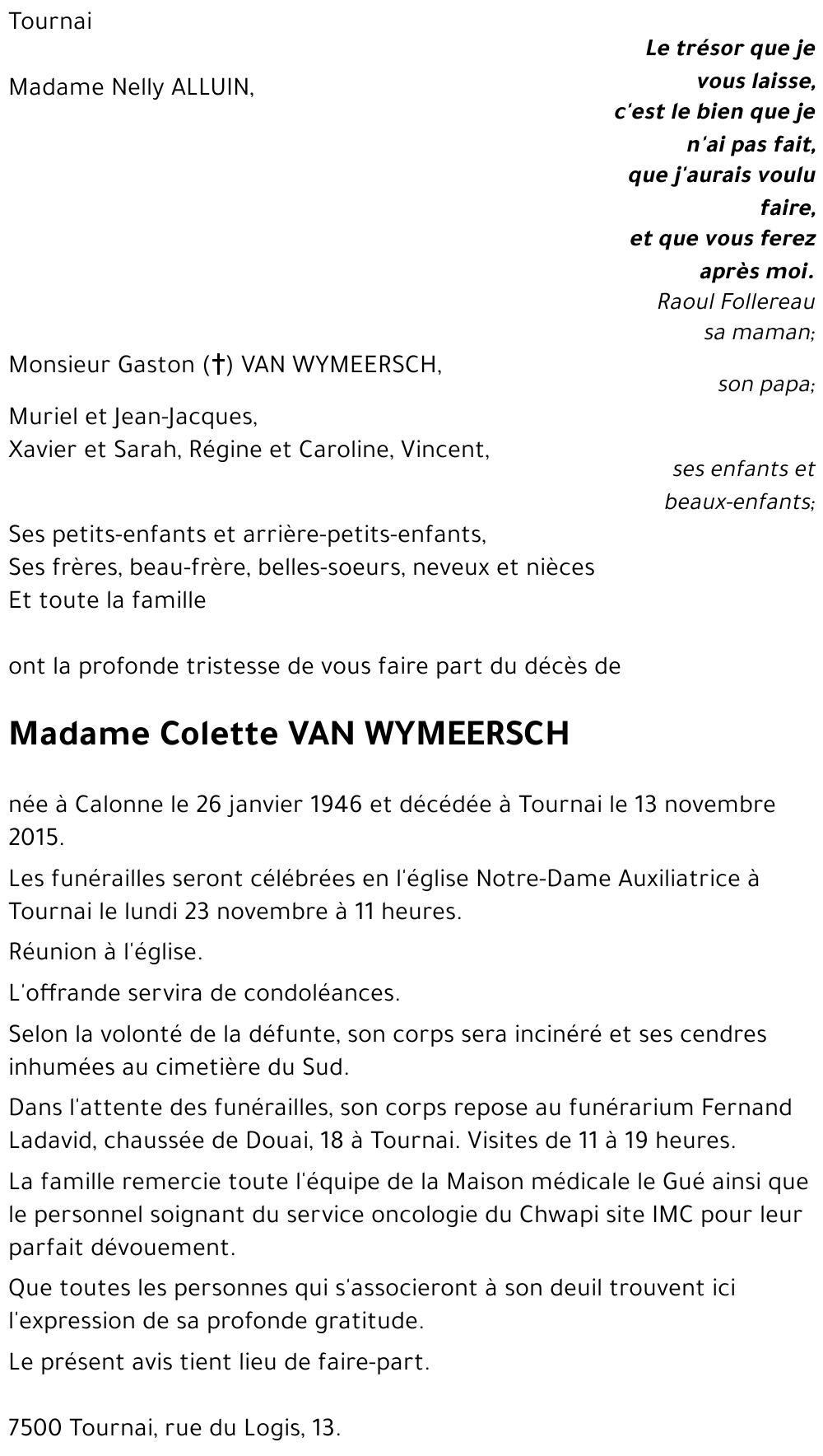 Colette VAN WYMEERSCH