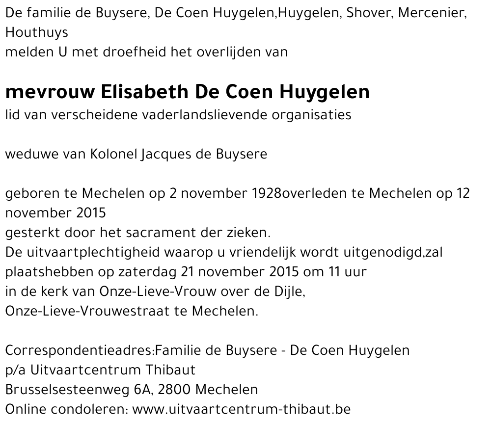 Elisabeth De Coen - Huygelen