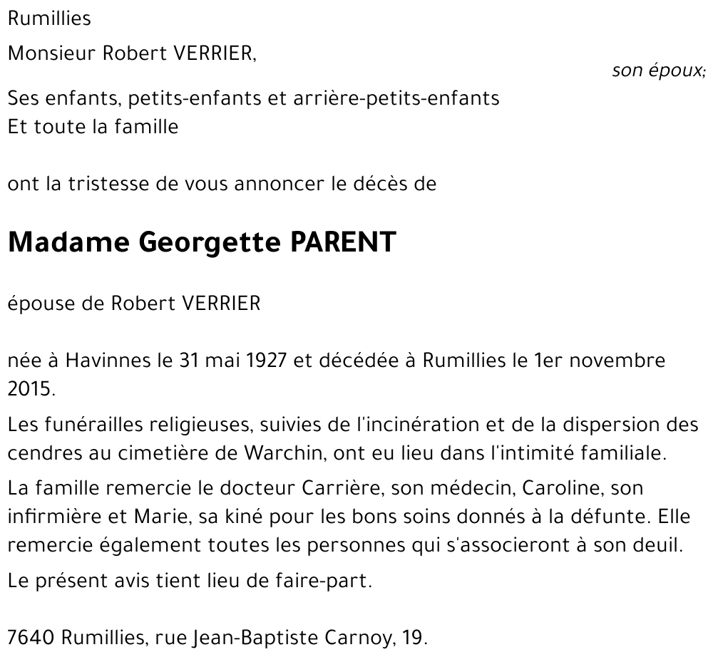 Georgette PARENT