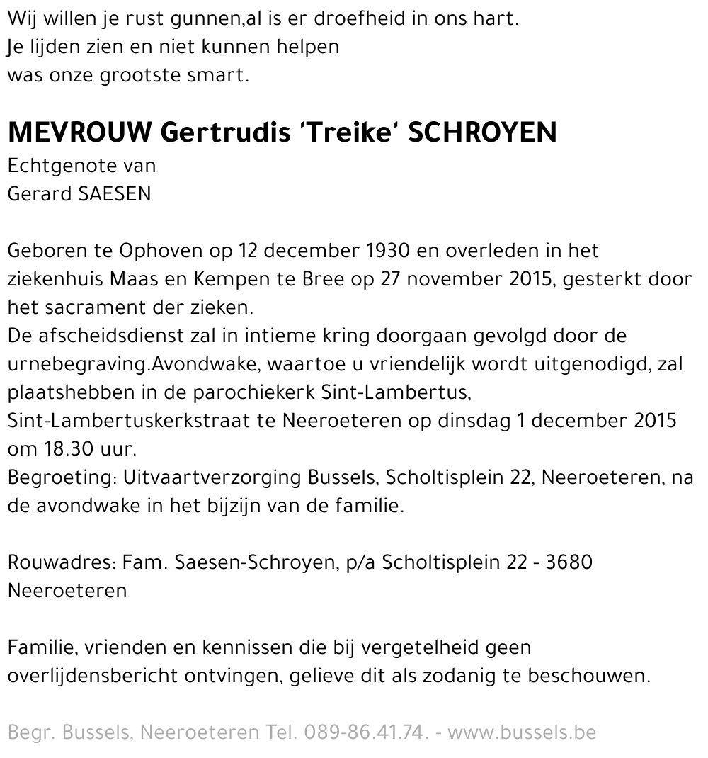 Gertrudis 'Treike' SCHROYEN