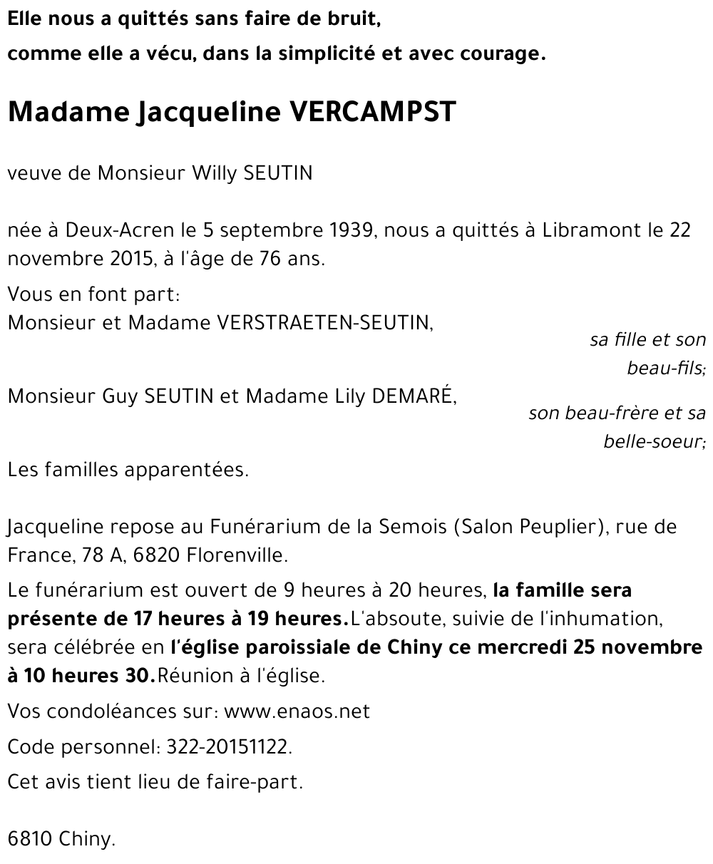 Jacqueline VERCAMPST