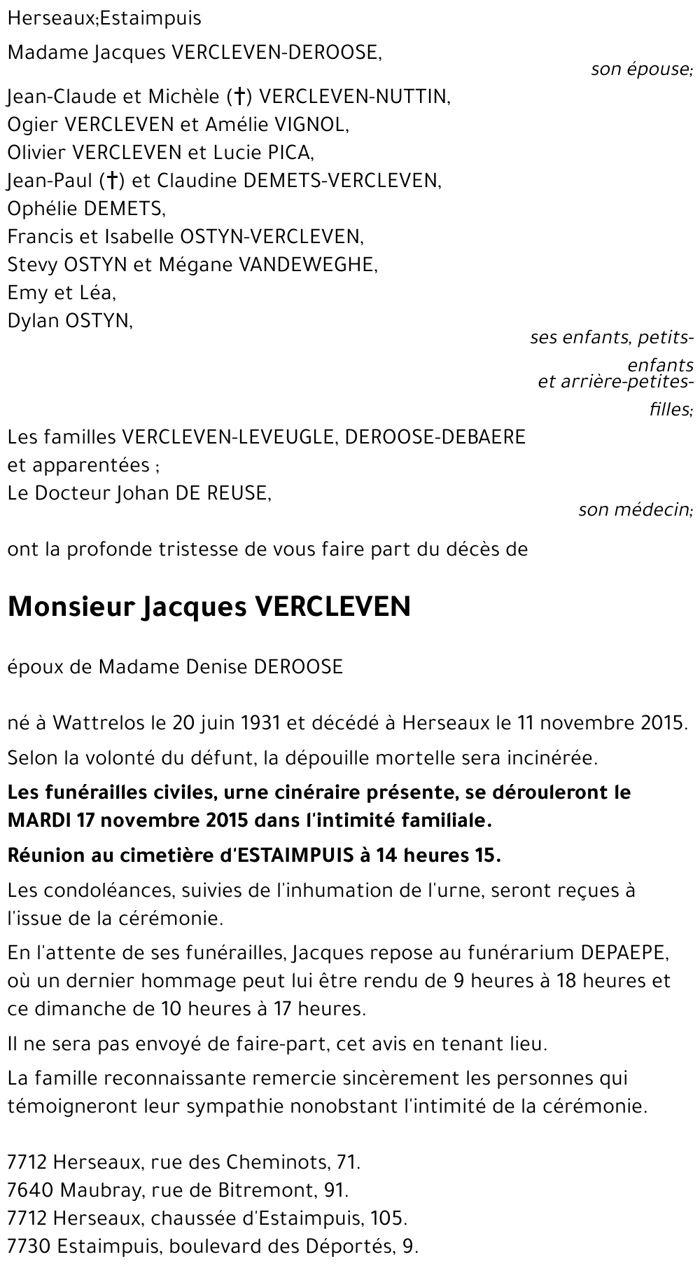 Jacques VERCLEVEN