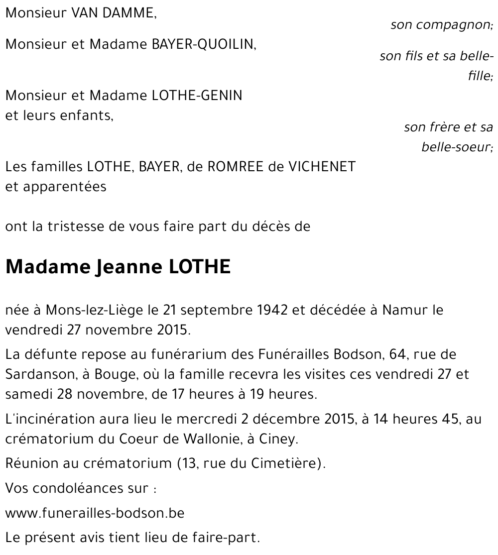 Jeanne LOTHE