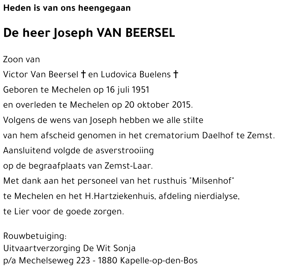Joseph VAN BEERSEL