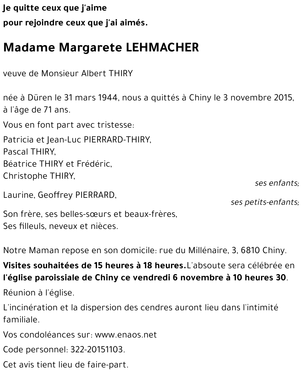 Margarete LEHMACHER