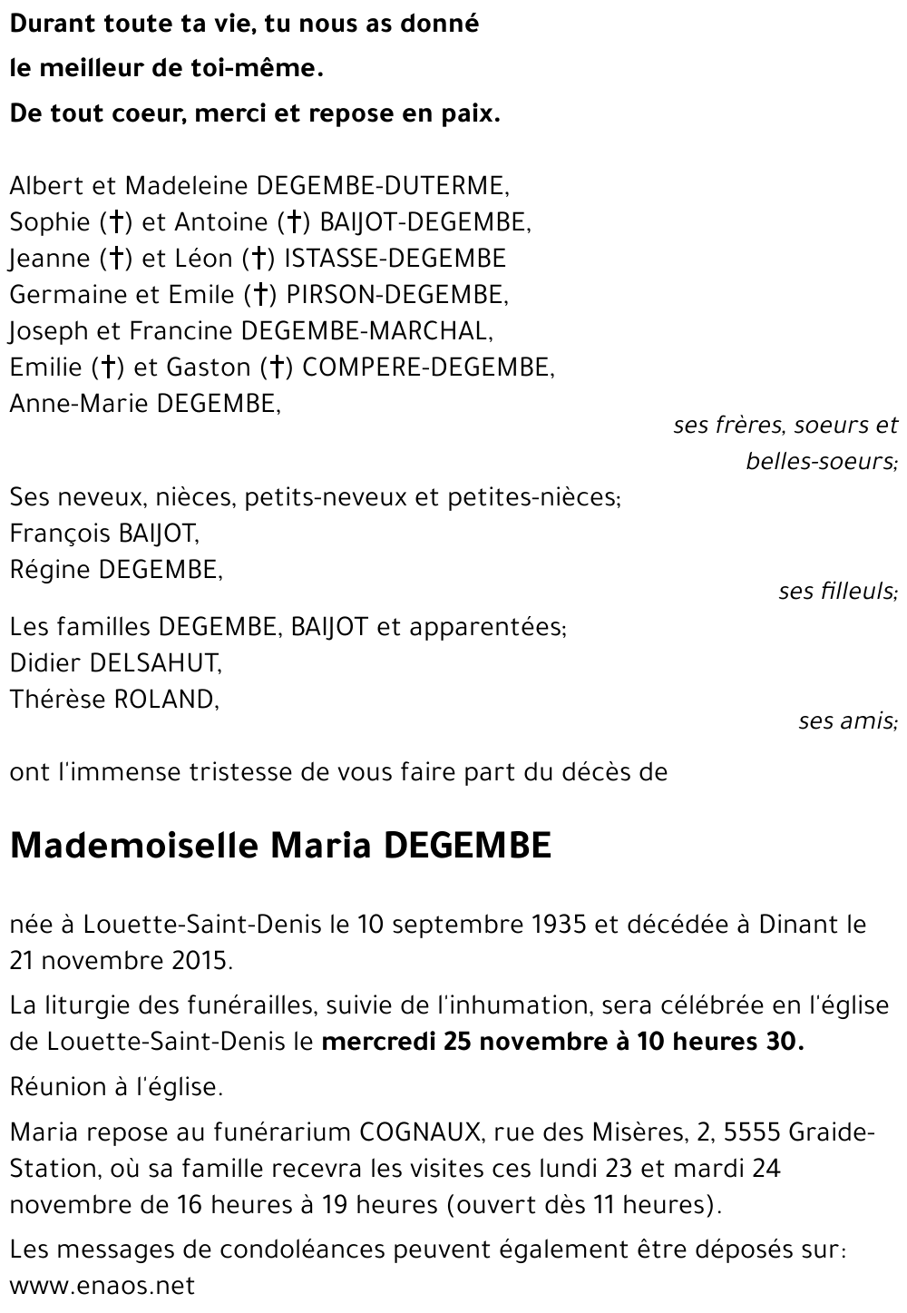 Maria DEGEMBE