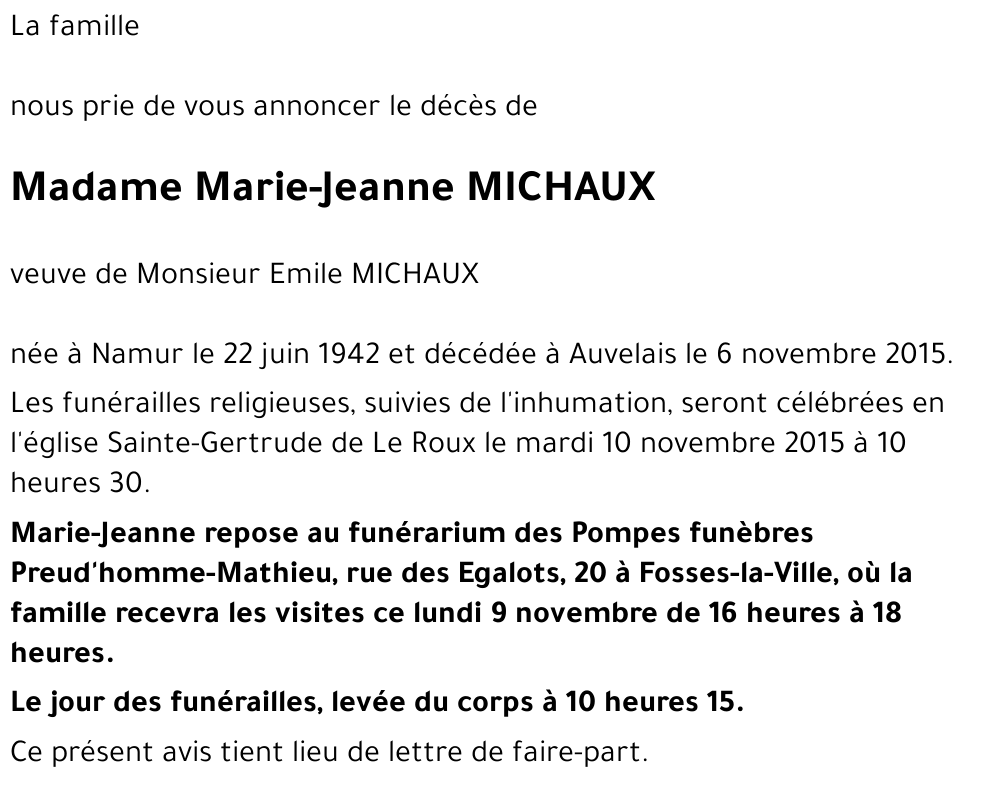 Marie-Jeanne MICHAUX