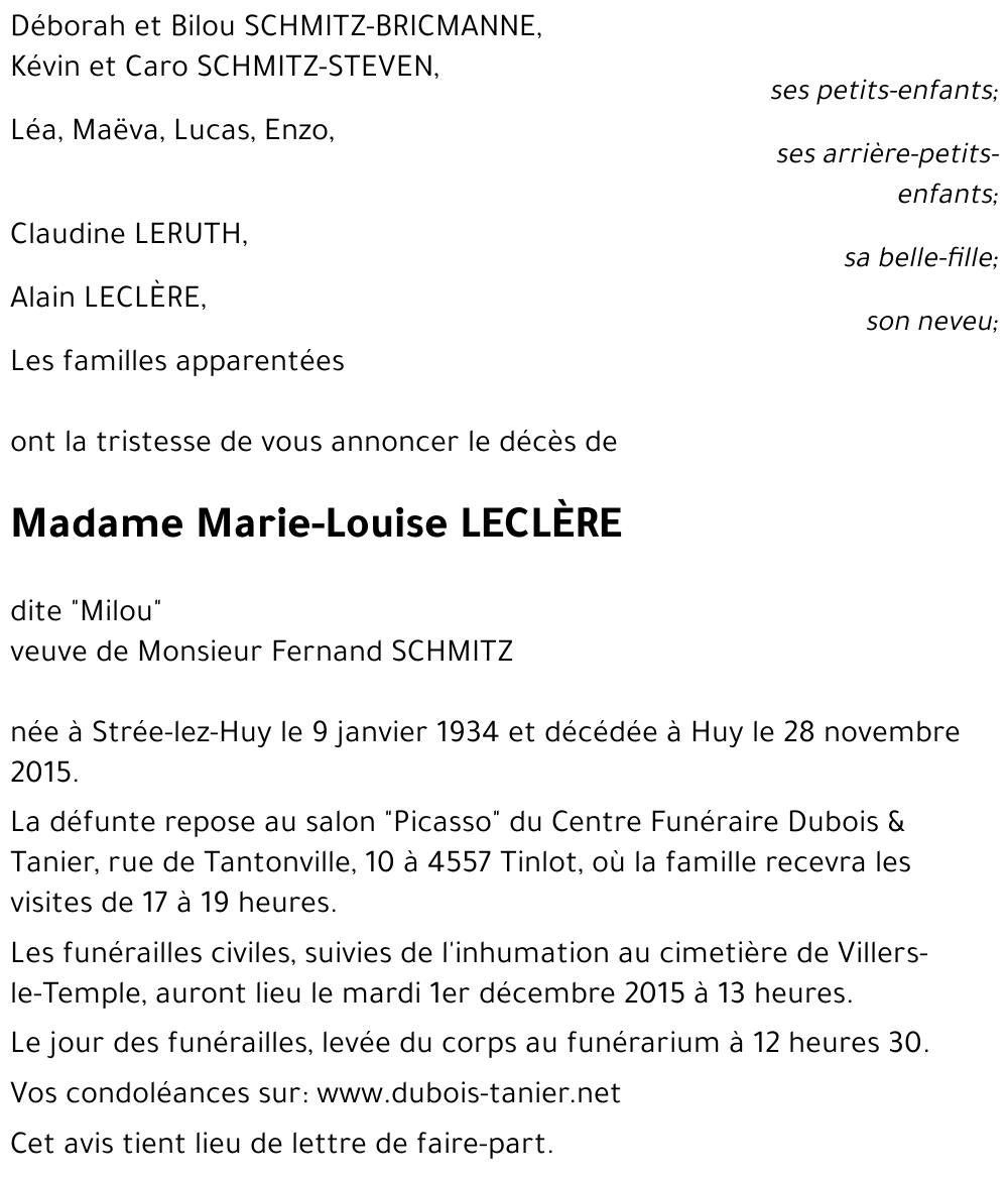 Marie-Louise LECLÈRE