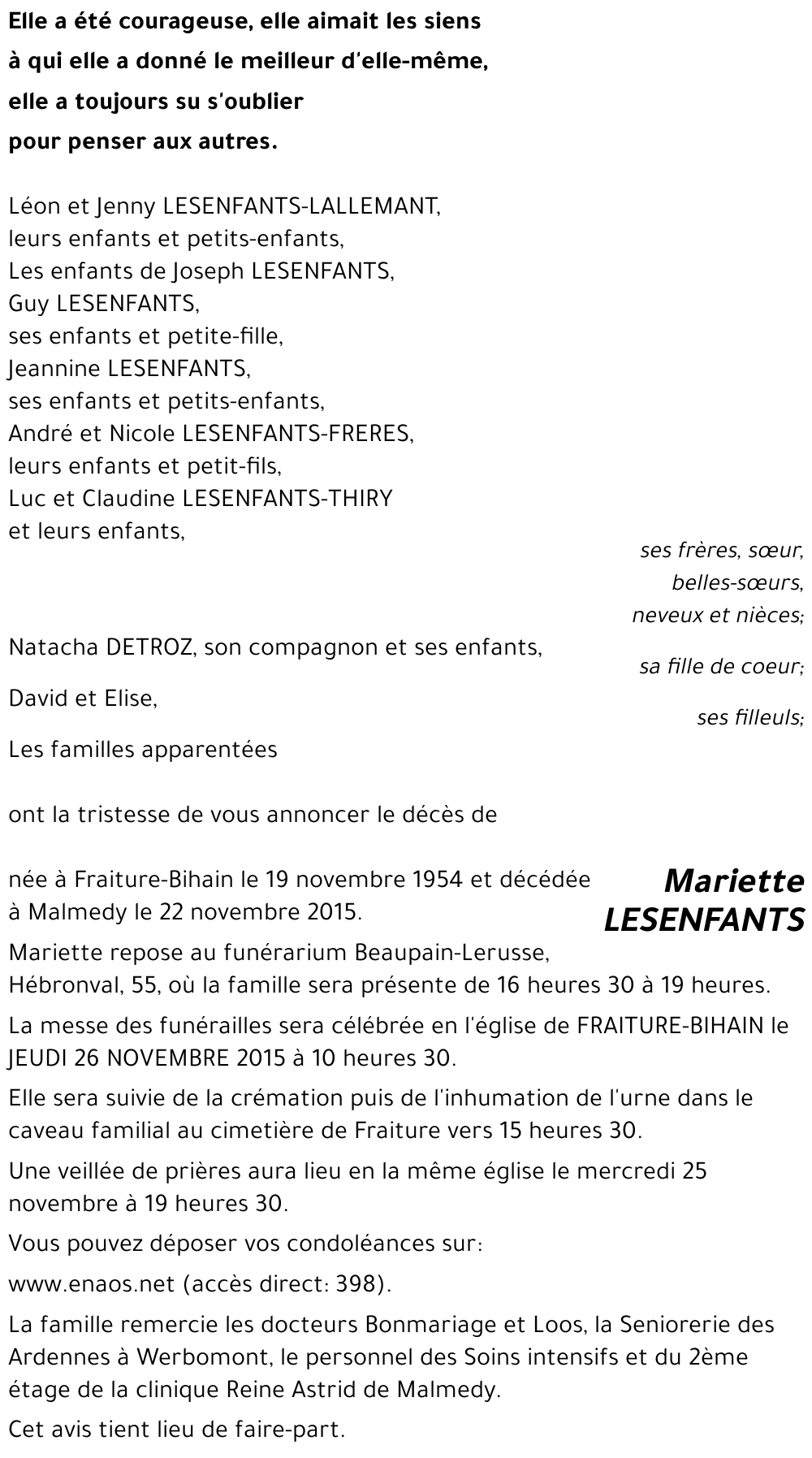 Mariette LESENFANTS