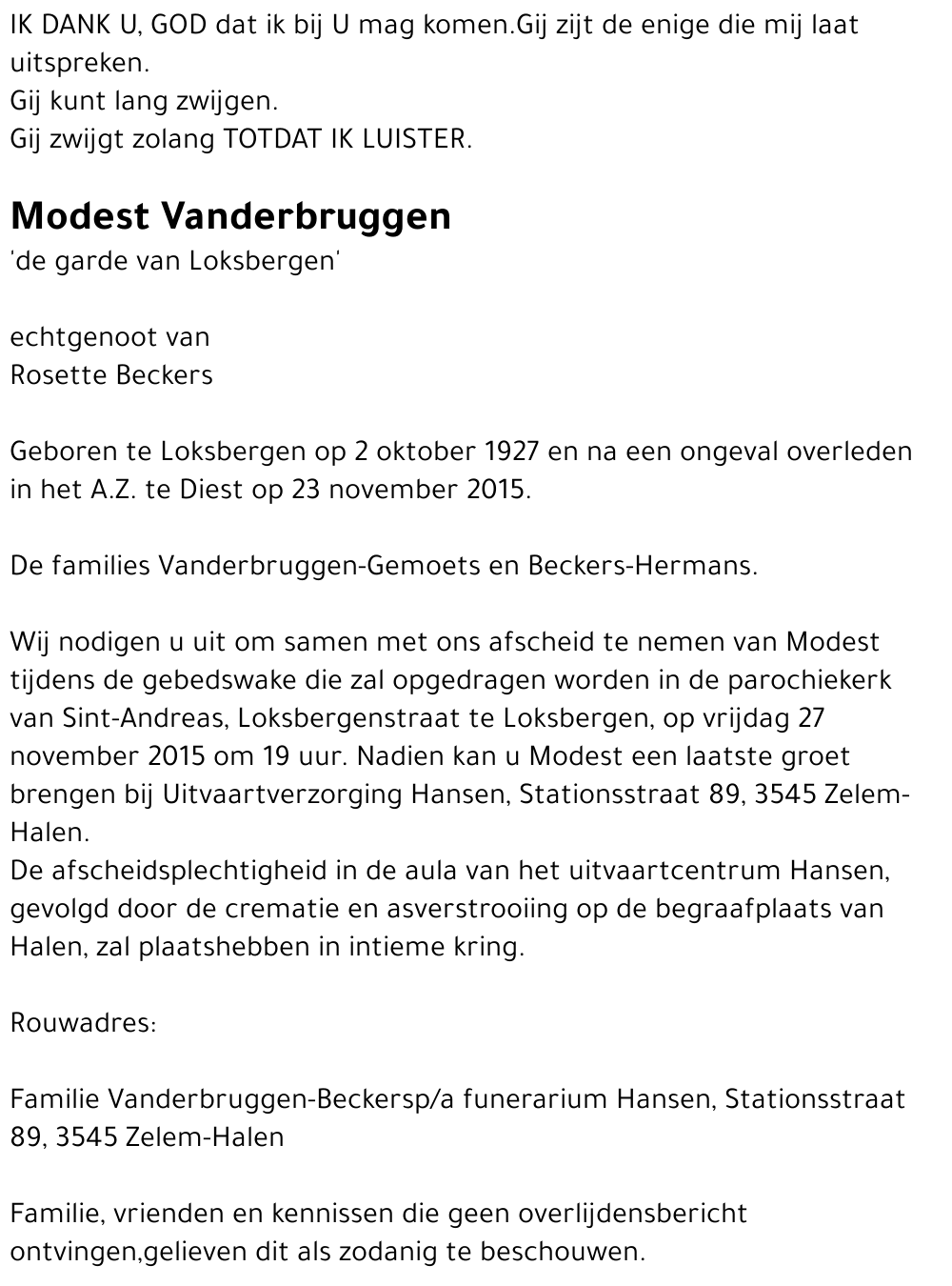 Modest VANDERBRUGGEN