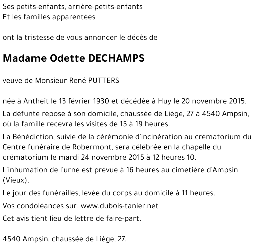 Odette DECHAMPS