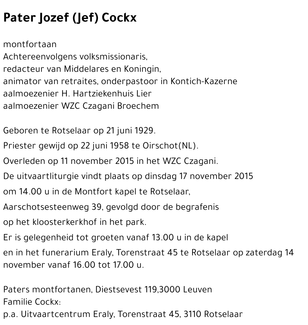 Pater Jozef (Jef) Cockx
